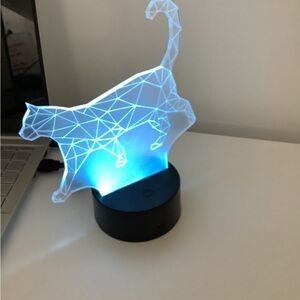 3D Cat Night Light Touch Switch 7 Color Change LED Table Desk Lamp New in Box